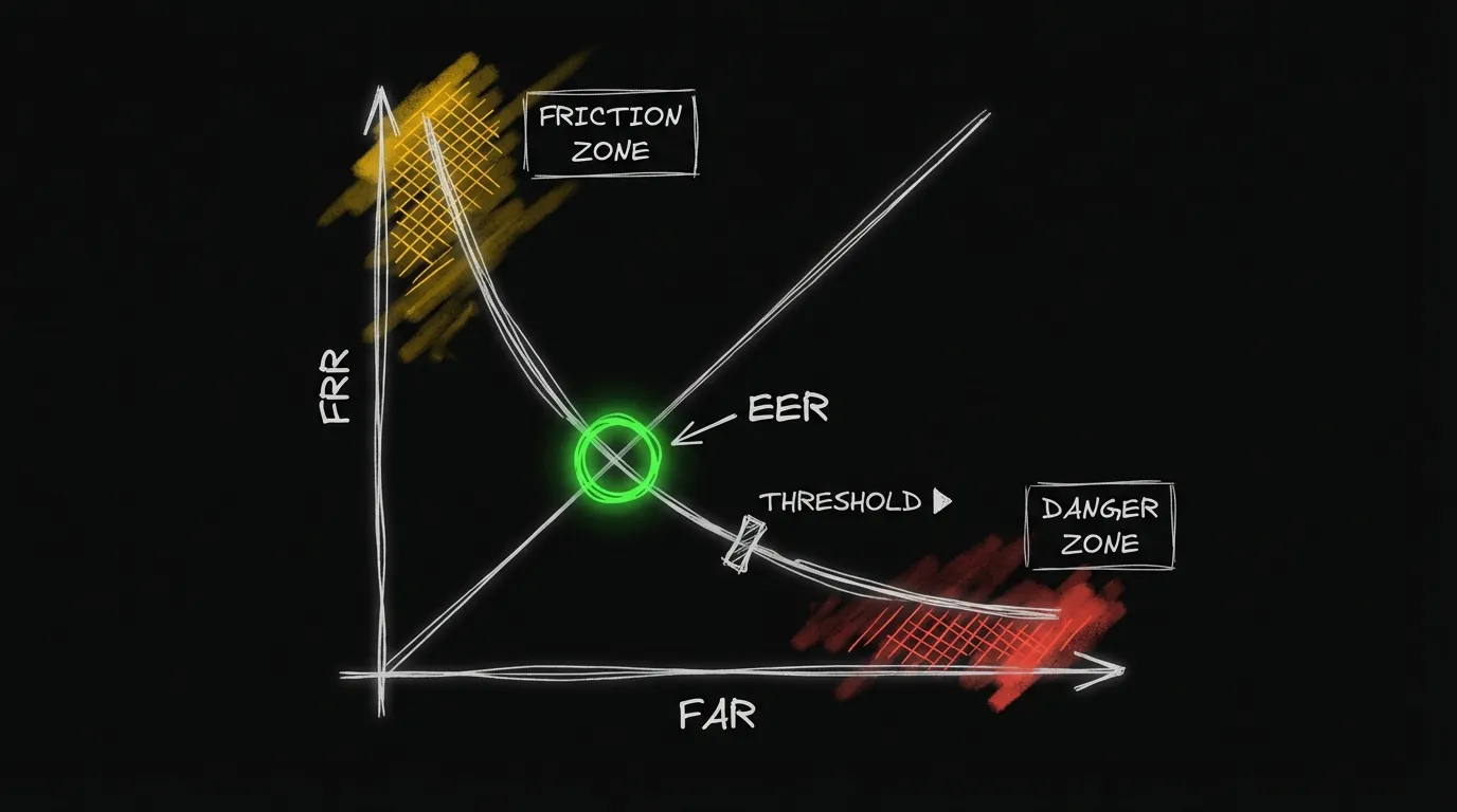 Curva ROC mostrando tradeoff FAR vs FRR